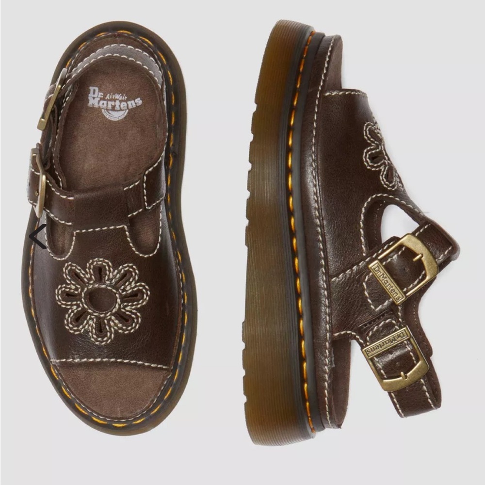 Dr Martens Dunnet Flower Sandals Brown Leather size 8 NEW Women Sandal